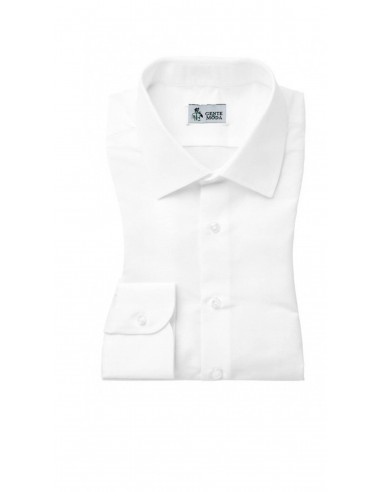 Camicia in lino Bianco collo semifrancese e bottoncino