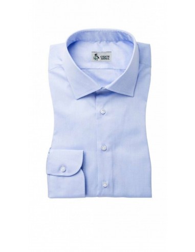 Camicia in cotone manica lunga collo semifrancese tessuto Oxford Azzurro